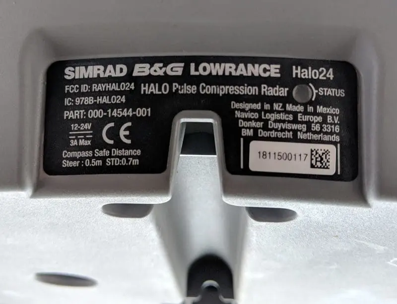 Navico Halo24 radar label