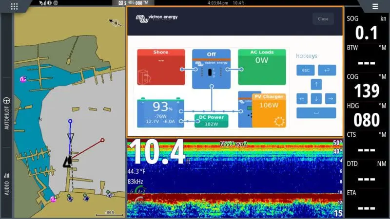beta test Victron app on Simrad NSS16 evo2 minimum size remote console window
