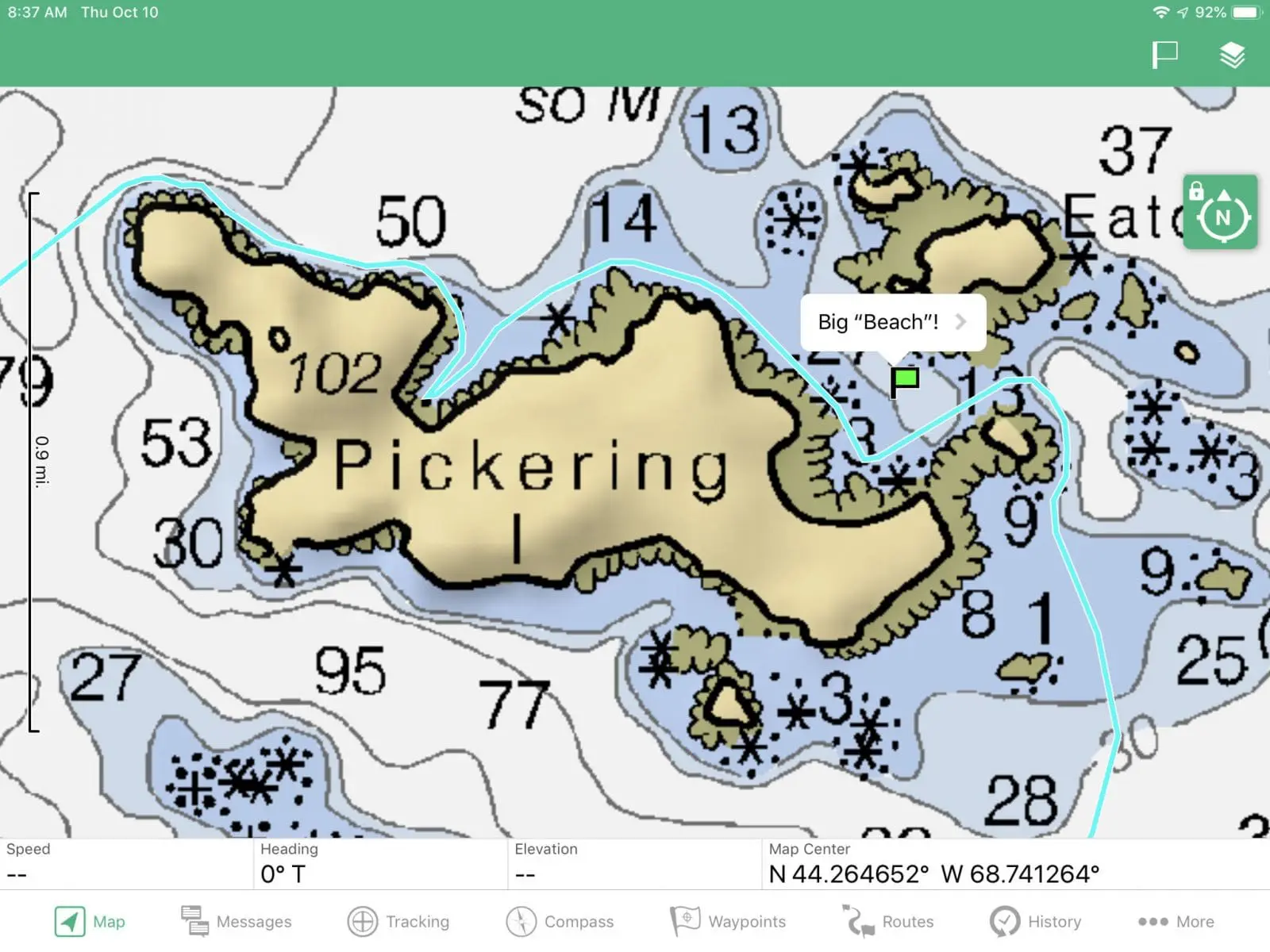 The inReach Mini tracked the trip as seen on EarthMate app