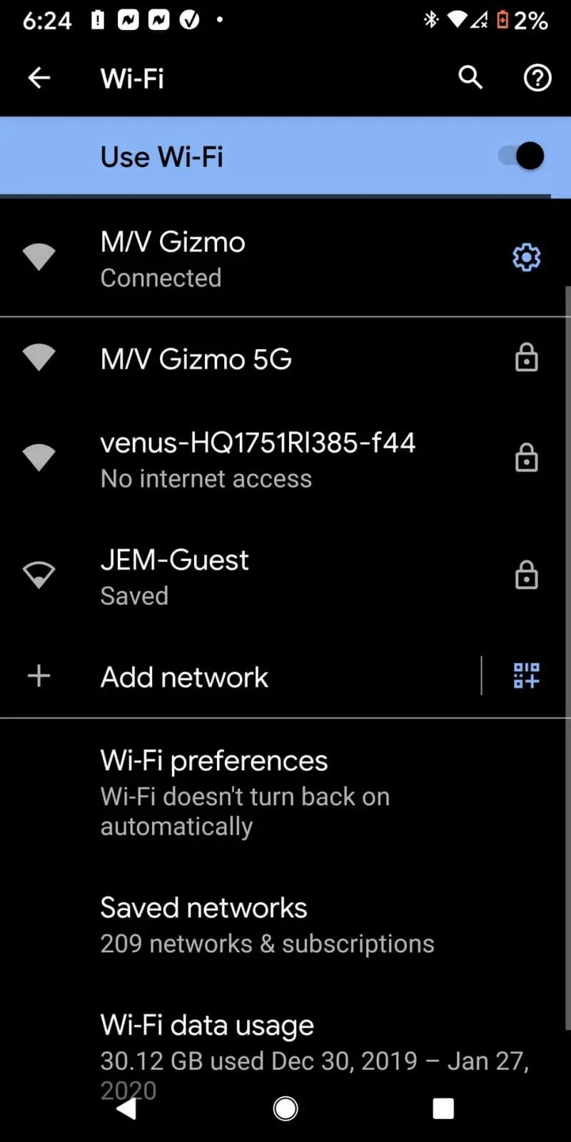 The WiFi my phone sees inside boat shed