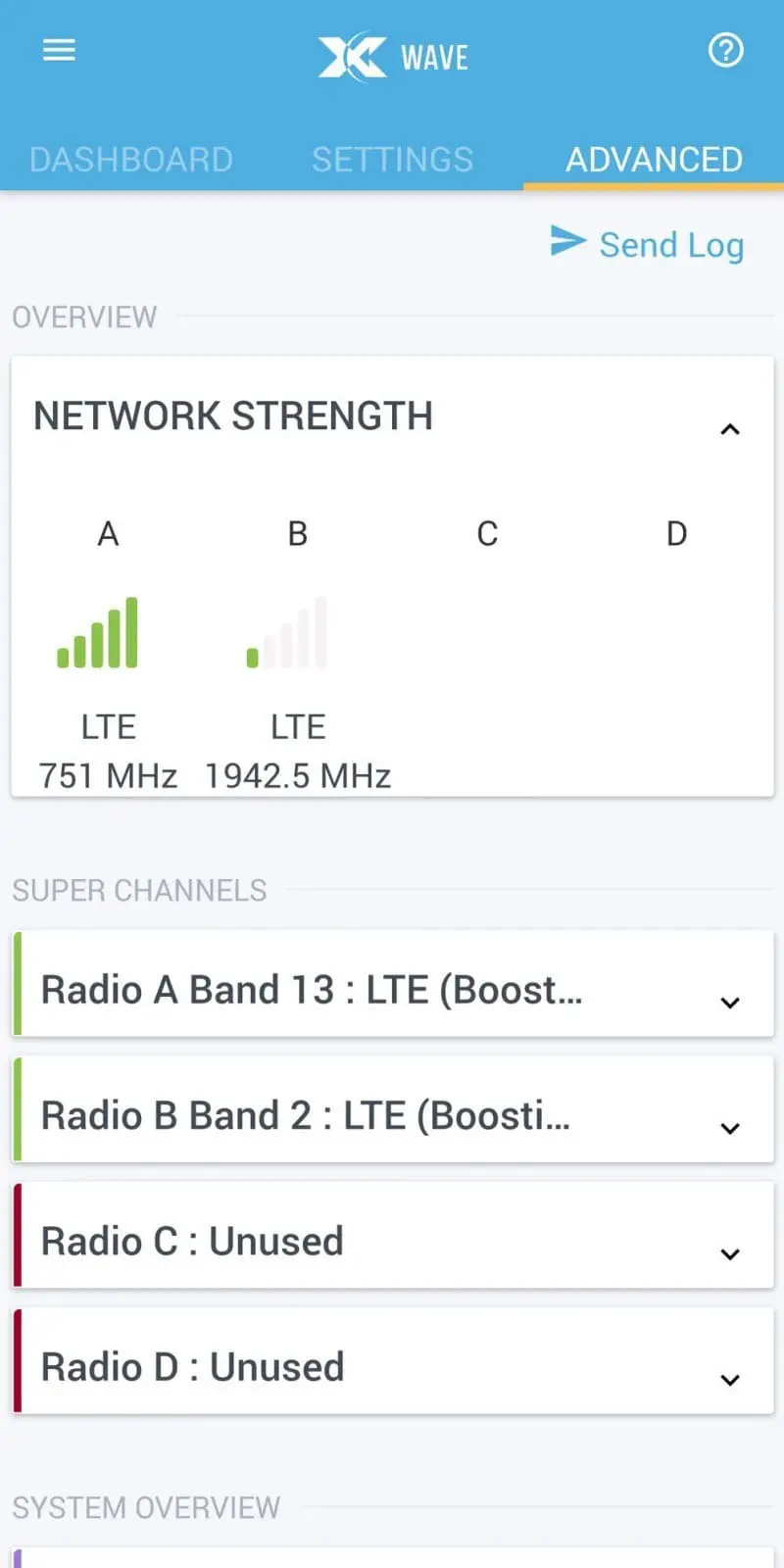 Wave app Advanced screen
