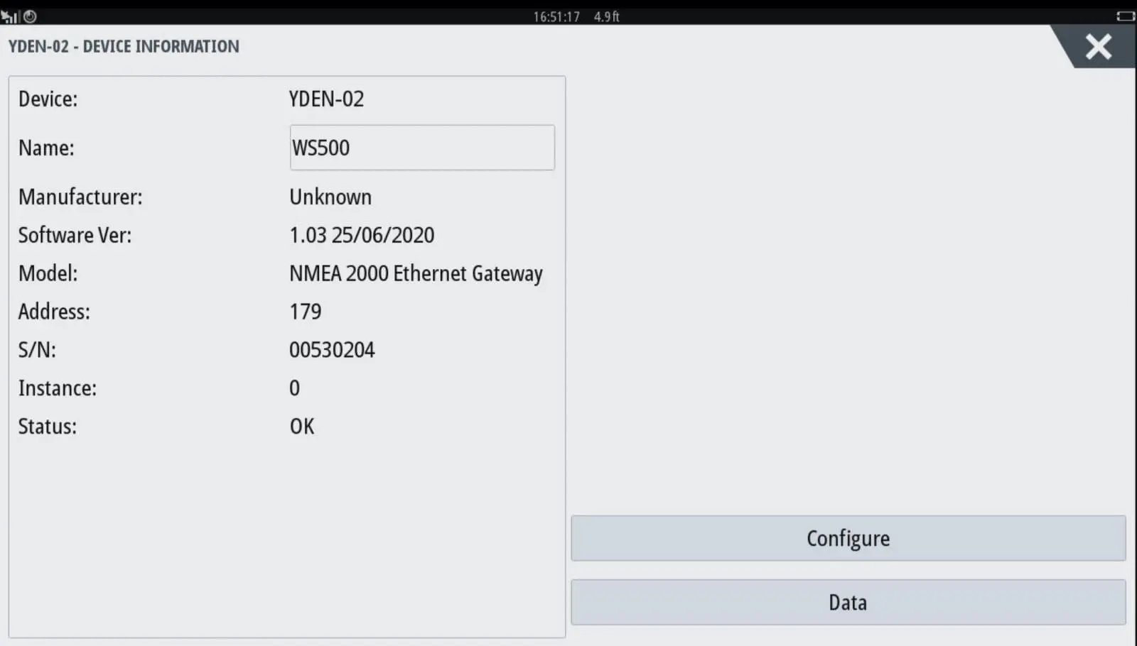 Detail on OPE-Tether delivering WS500 info