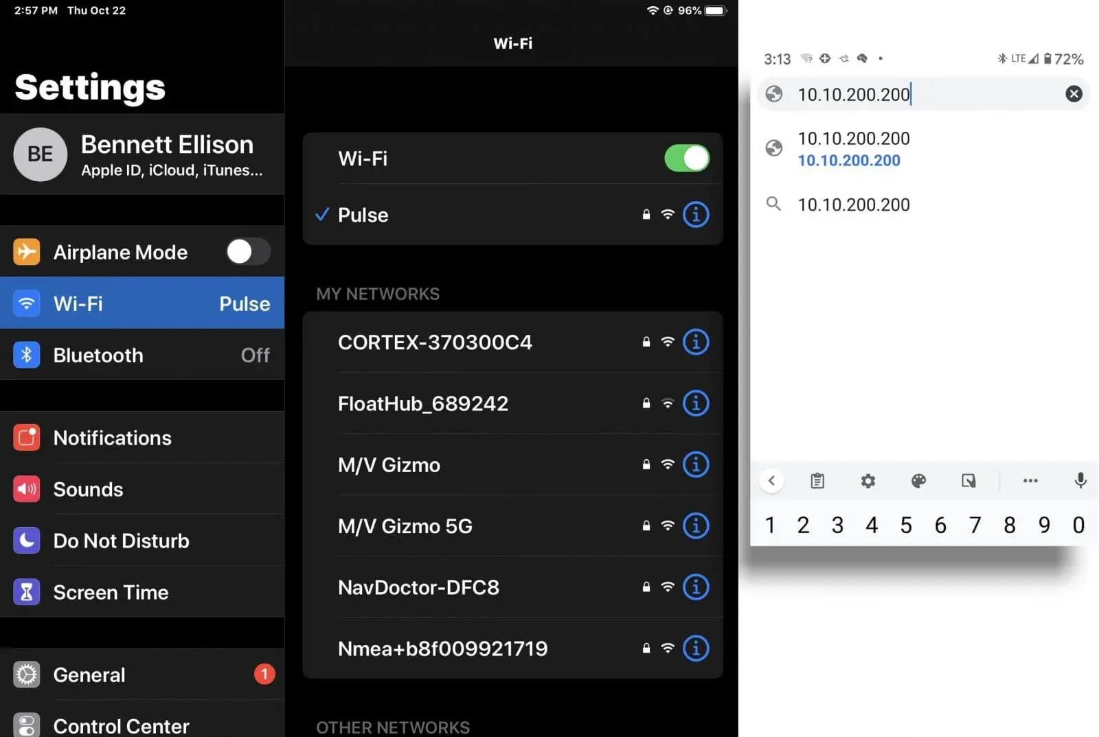 Logging onto AOS Pulse sensor WiFi and then device web page