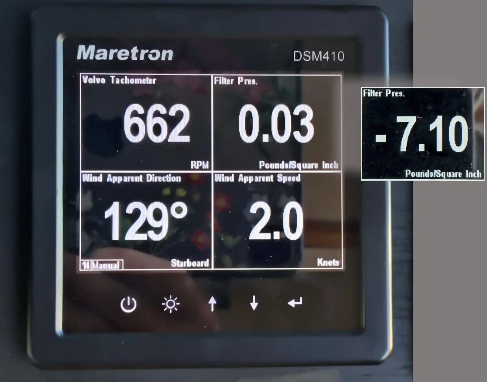 AOS filter pressure on Maretron DMS410