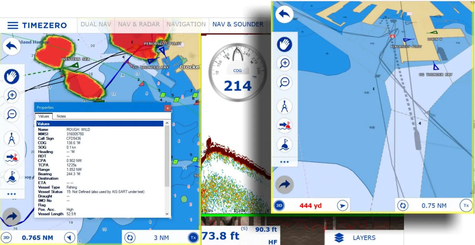 Cortex AIS data seen on Gizmo's TimeZero PC Navigator screen