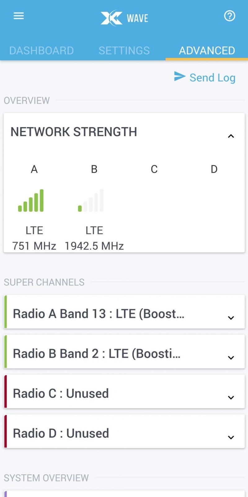 Wave app Advanced screen