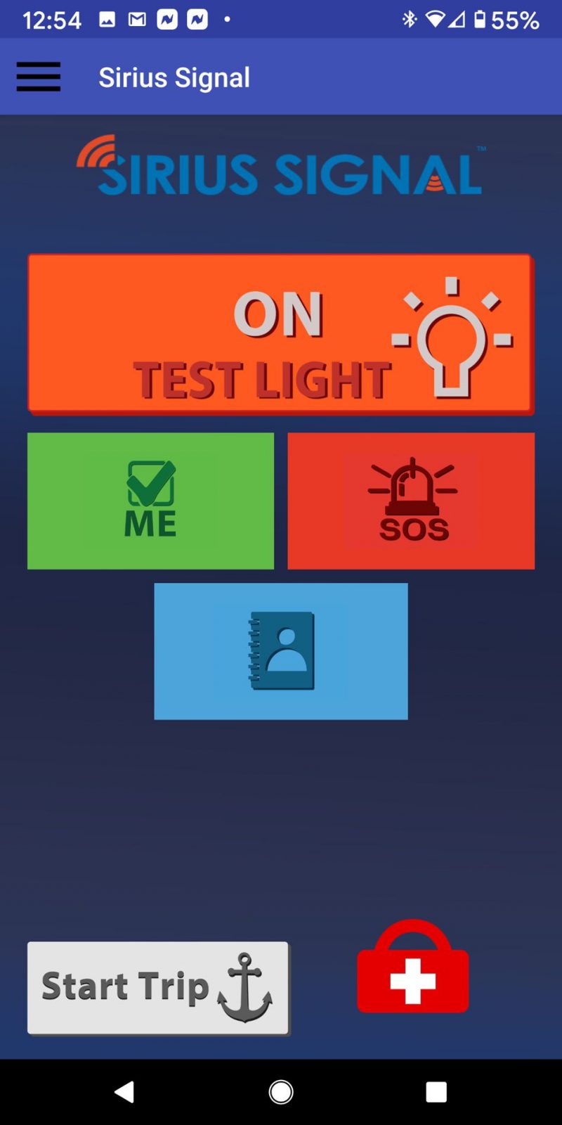 Sirius Signal C-1002 app main screen
