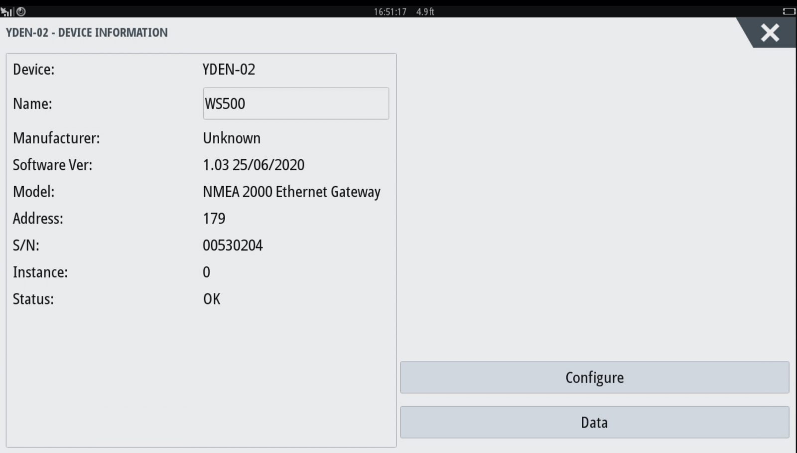 Detail on OPE-Tether delivering WS500 info
