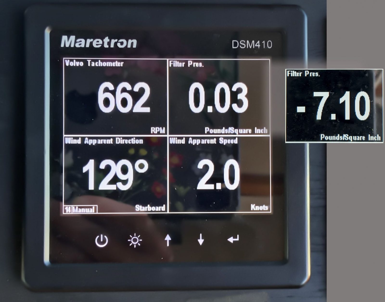 AOS filter pressure on Maretron DMS410