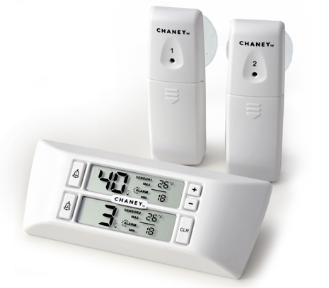 A wireless remote thermometer for gas refrigerators freezers