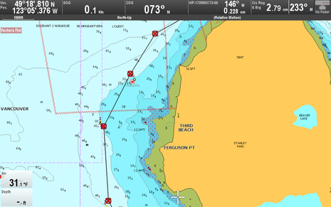 Raymarine Lighthouse r17 Dock-to-dock Autorouting west cardinal buoy