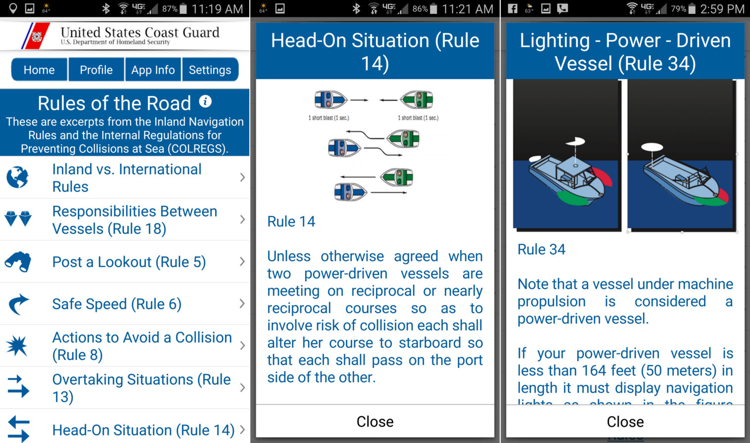 Приложение rules. Power Driven Vessel.