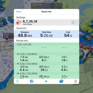 Example of a route preview screen