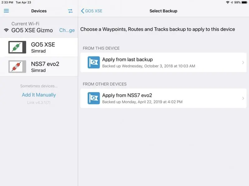 Link app direct to GO5 and uploading NSS routes