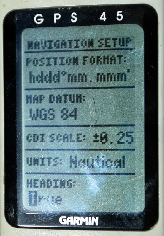 Garmin 45 Navigation Setup changing to True