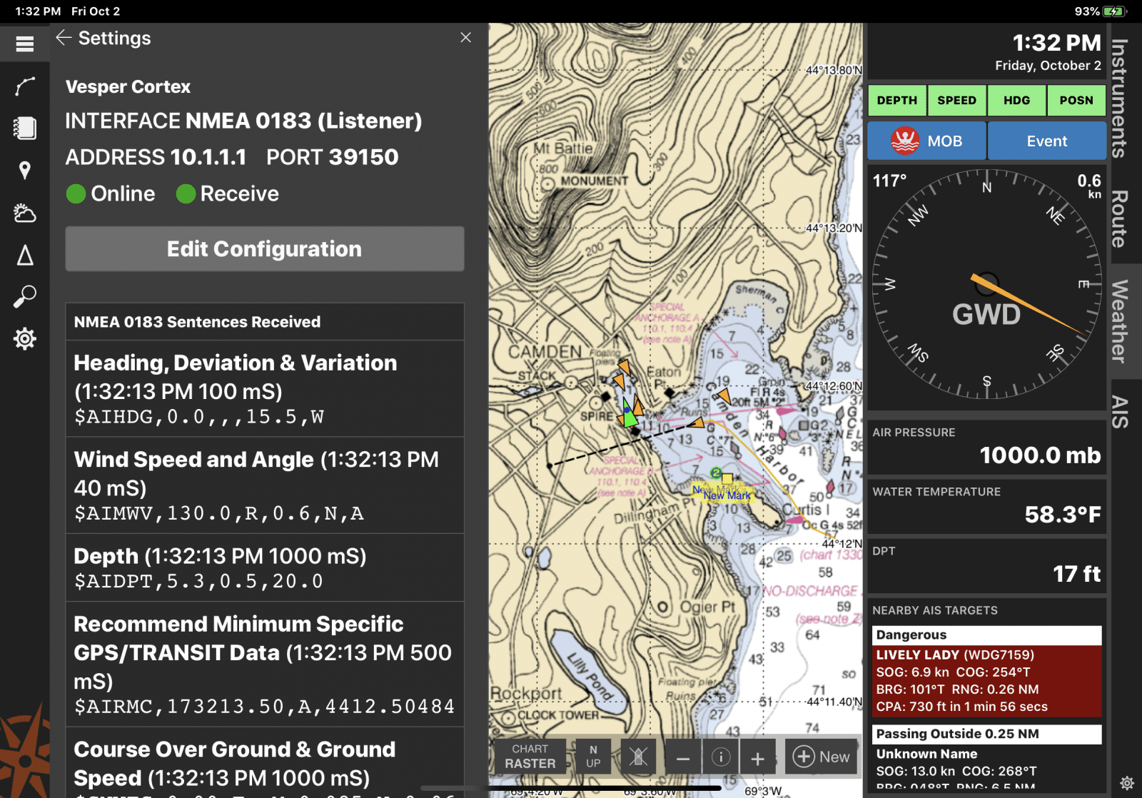 Cortex M1 hub WiFi output seen in Coastal Explorer (beta) iPad app