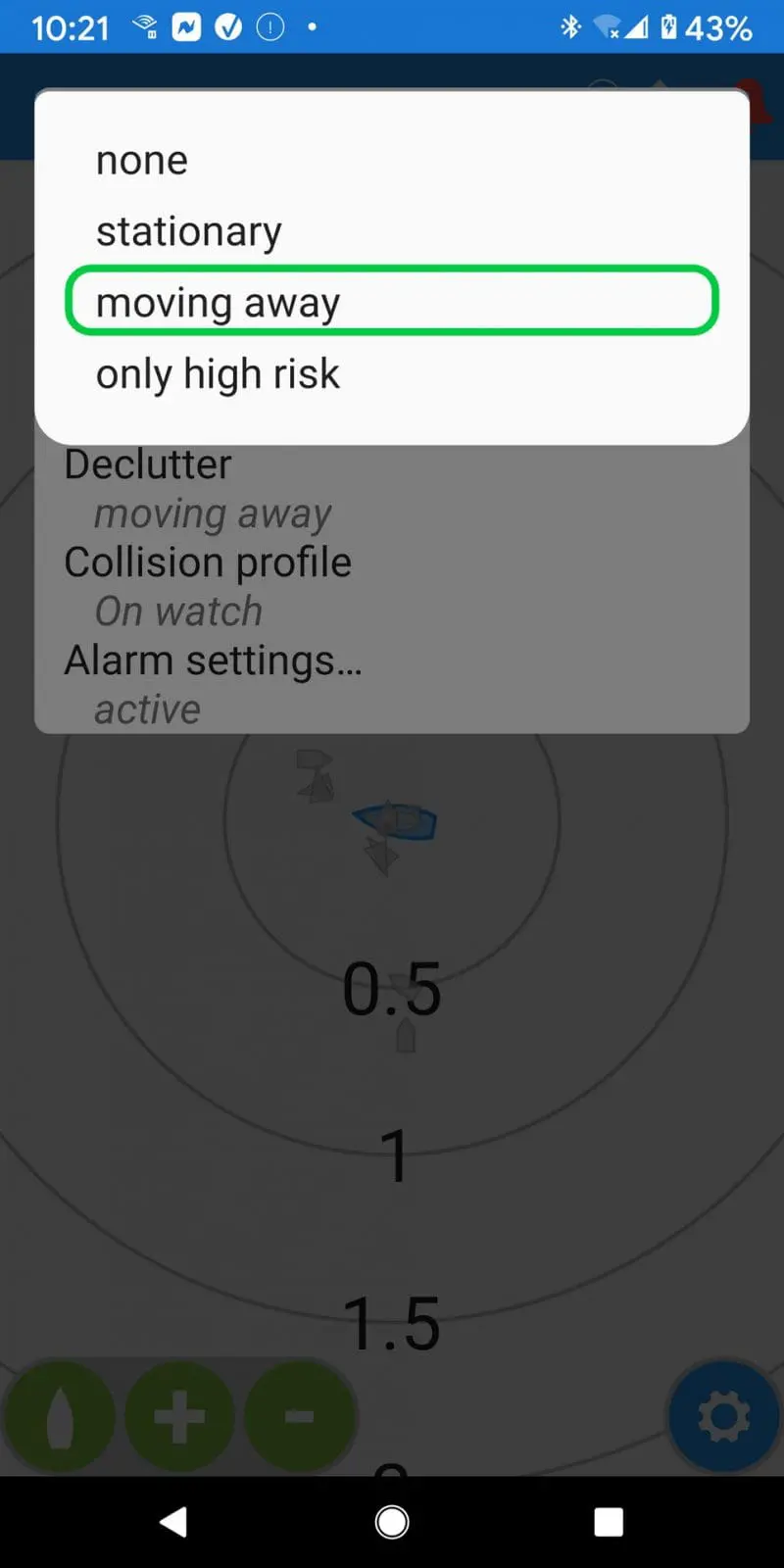 Onboard AIS Plotter settings include Declutter modes