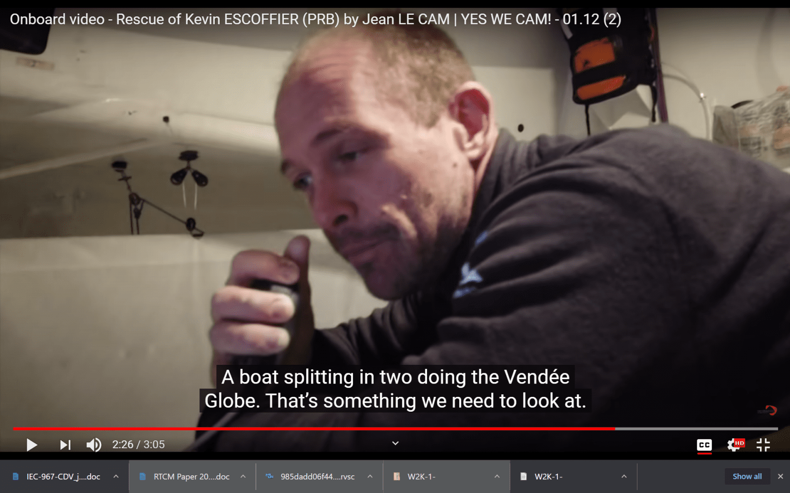 Kevin Escoffier after rescue