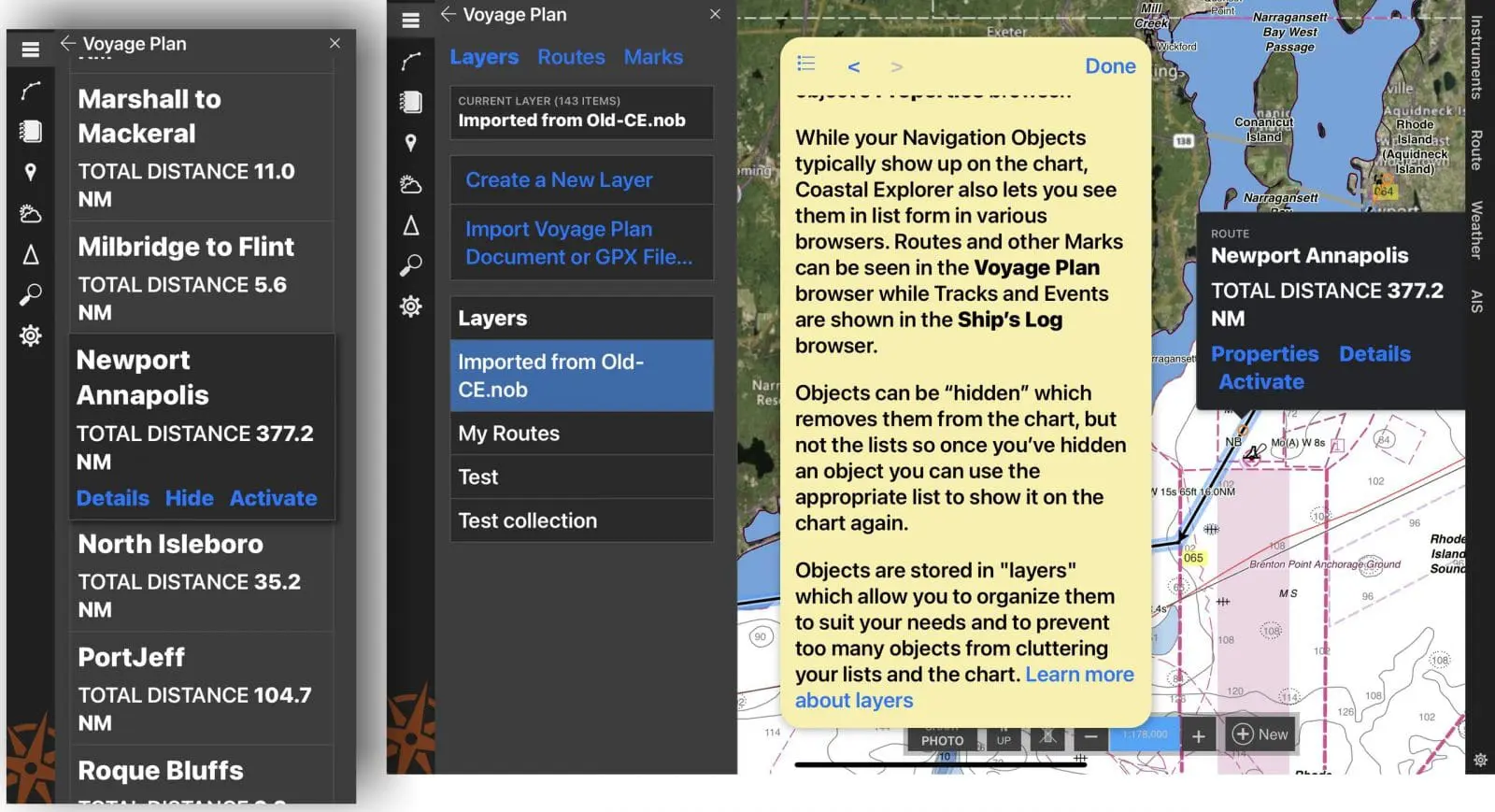 The CE app has good routes/marks import and help functions