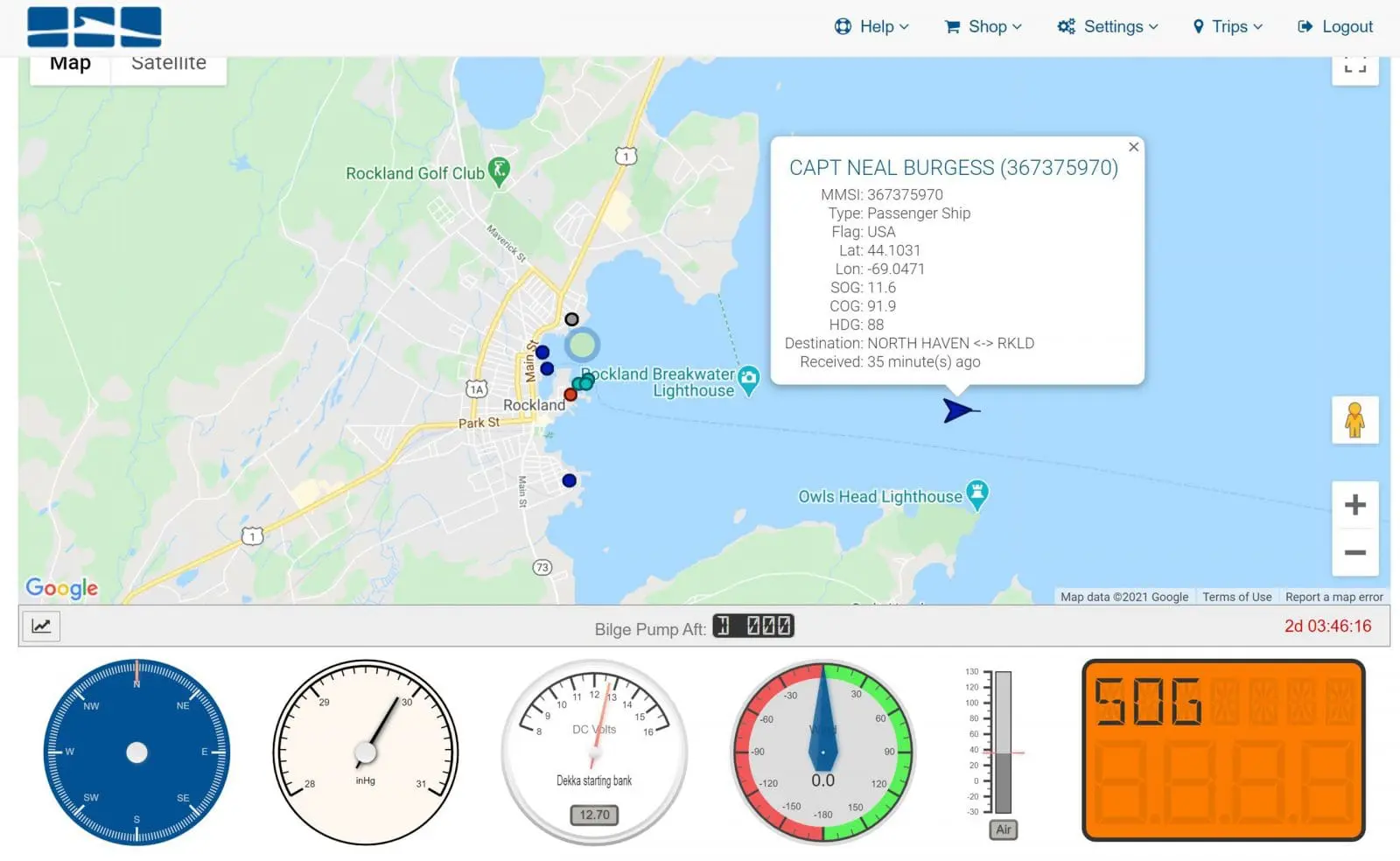 Cortex delivering AIS and other boat data to FloatHub monitoring system over NMEA 0183