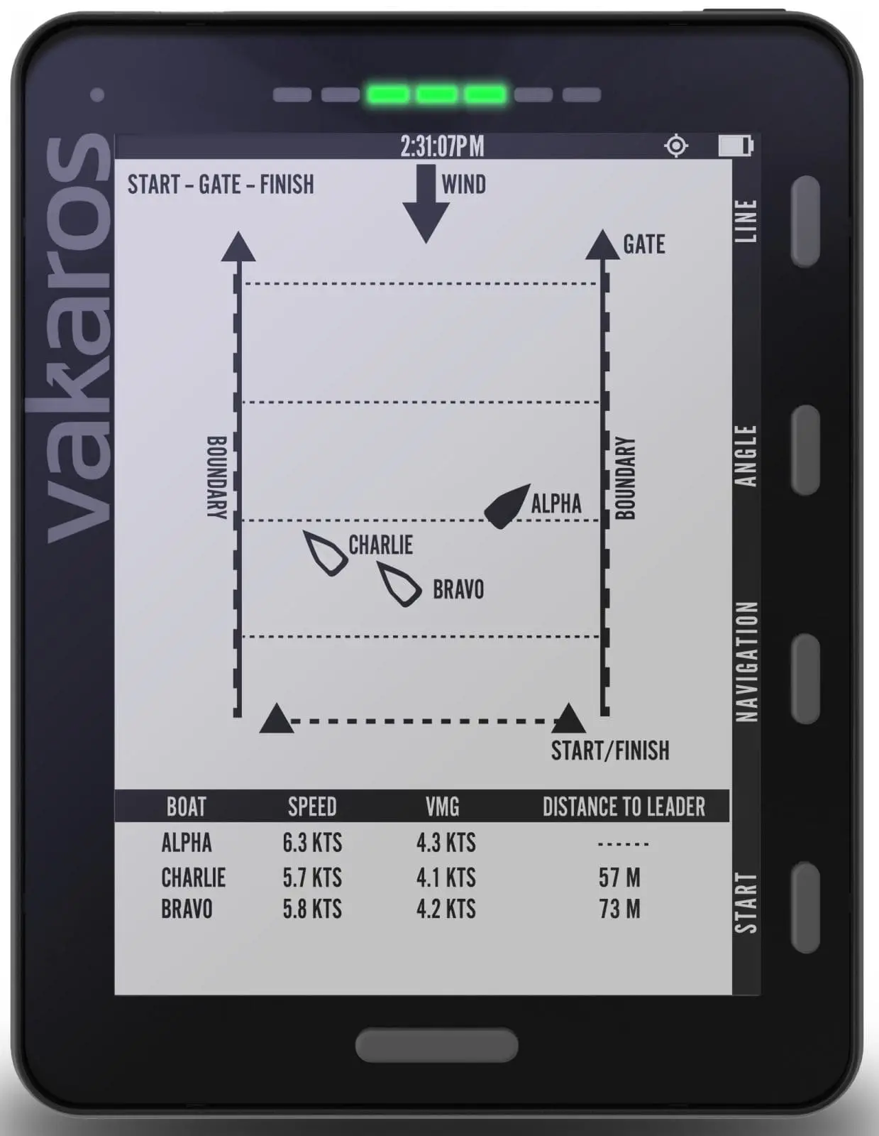 Atlas2 RaceSense tracking screen