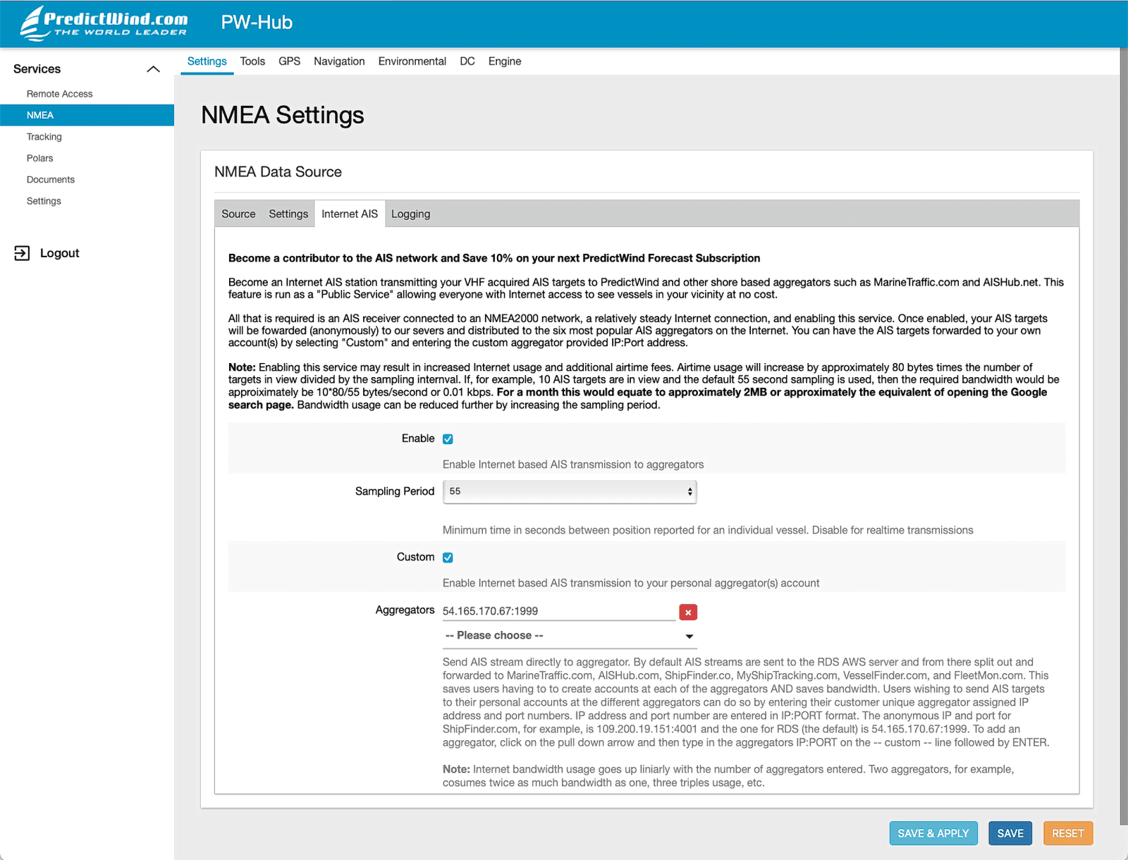 DataHub's just added Internet AIS sharing feature as explained in the setup software