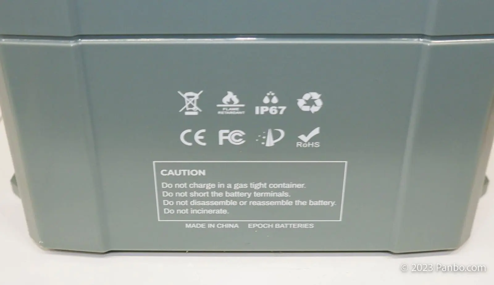 Note the IP67 symbol in among the usual symbols