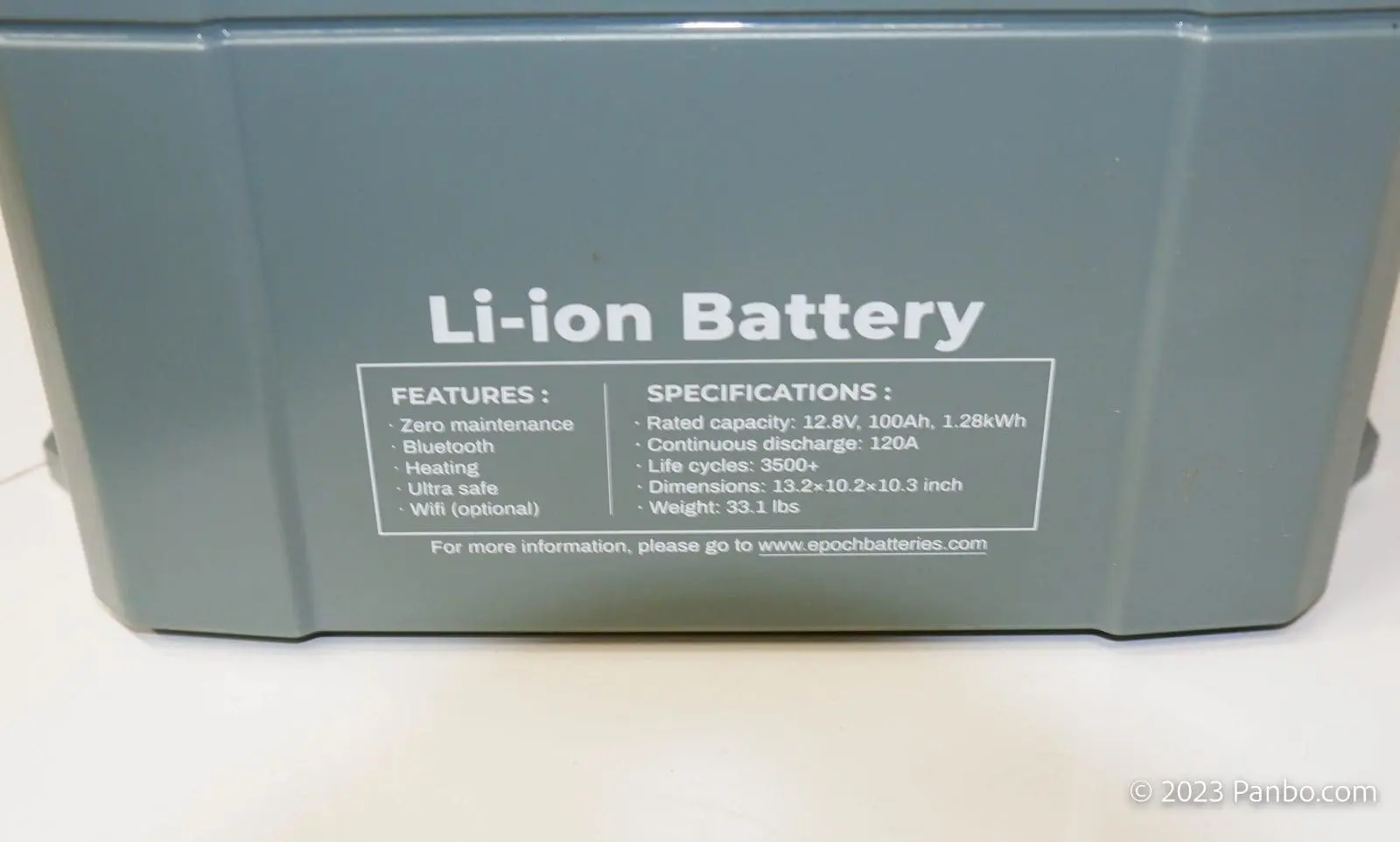 Specs and features for the 100-amp-hour, 12-volt battery