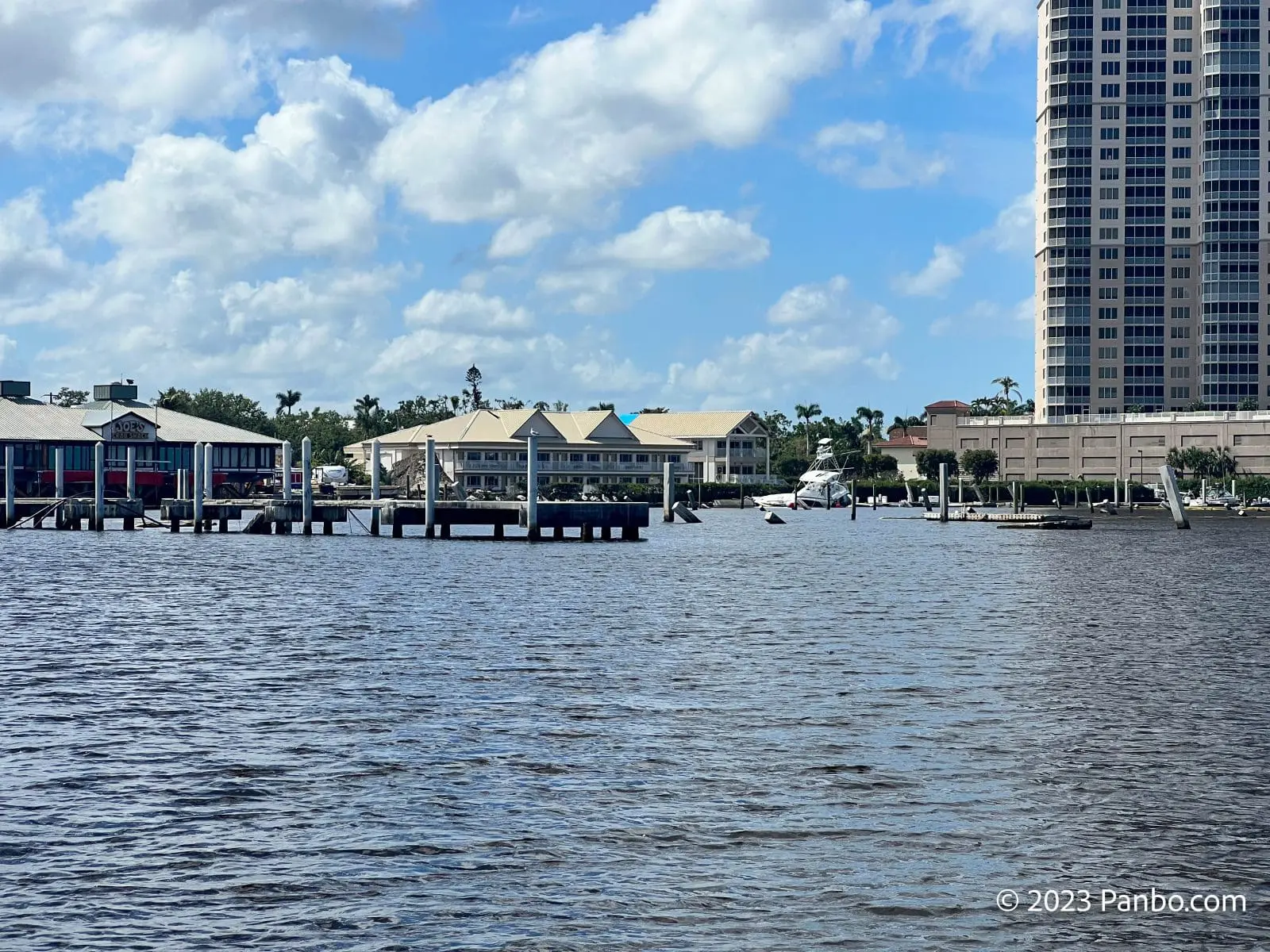 Legacy Harbour in Fort Myers still has the wrecked docks and pilings in place