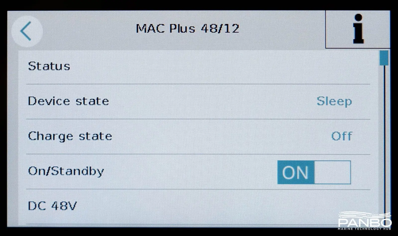 Mac Plus status displayed on an EasyView 5
