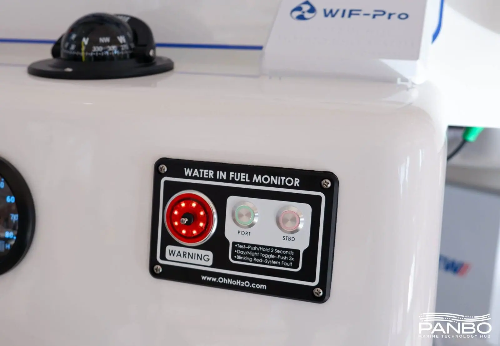 WIF-Pro's control panel visually indicates a problem and sounds a (very loud) audible alarm