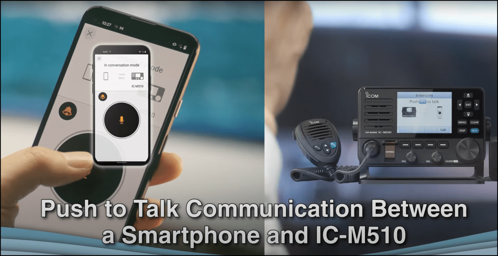 Intercom between the Icom M510 and a smartphone is a popular feature