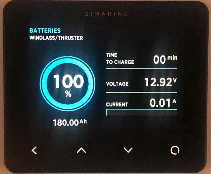 Pico showing Bliss's independent windlass-thruster battery bank