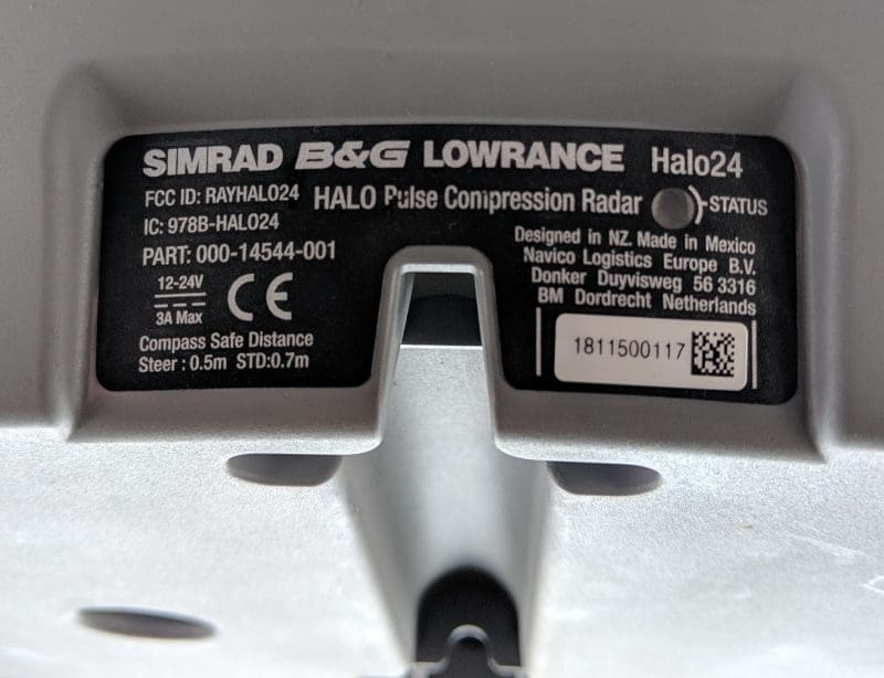 Navico Halo24 radar label