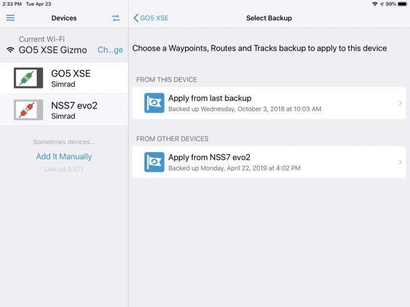 Link app direct to GO5 and uploading NSS routes