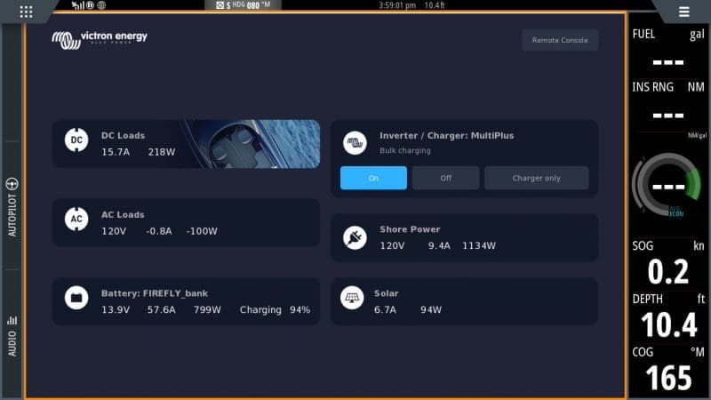 beta test Victron app running on Simrad NSS16 evo2