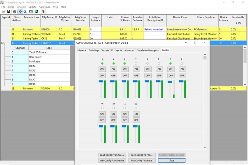 MPower CLMD12 test control page
