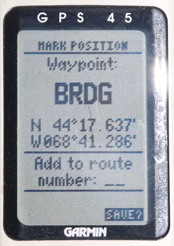 Garmin 45 Mark Position on Deer Isle bridge