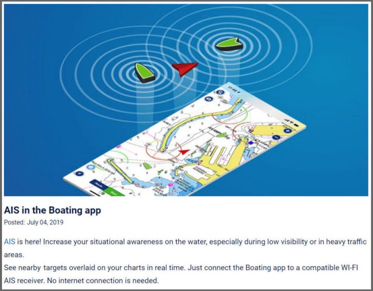 Navionics Boating app AIS feature, great idea but... Panbo