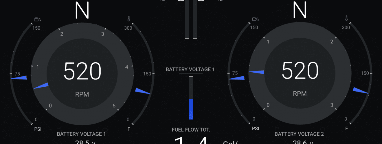 Engine data displayed on a Raymarine Axiom Pro 16
