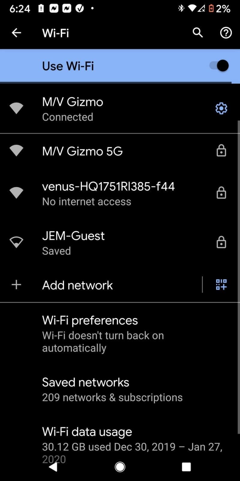 The WiFi my phone sees inside boat shed