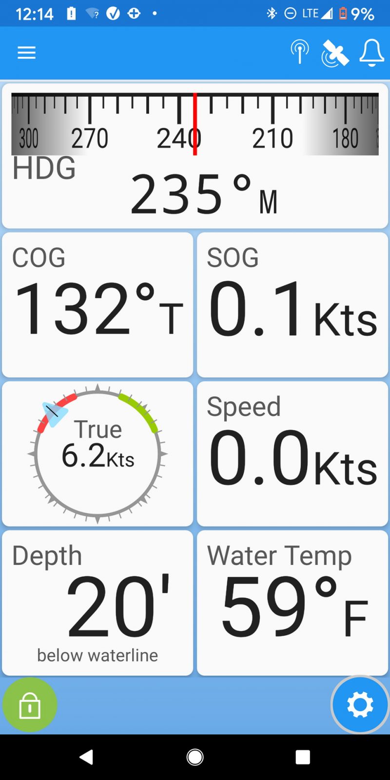 Cortex Onboard app Instrument screen 
