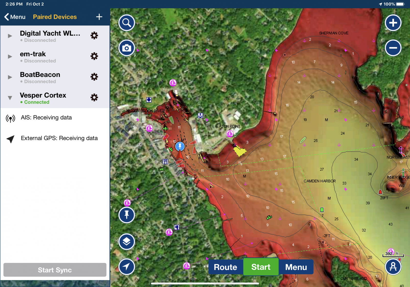 Cortex WiFi data in Navionics Boating app