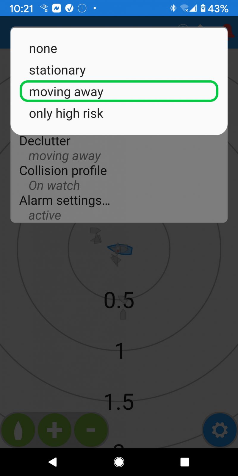Onboard AIS Plotter settings include Declutter modes