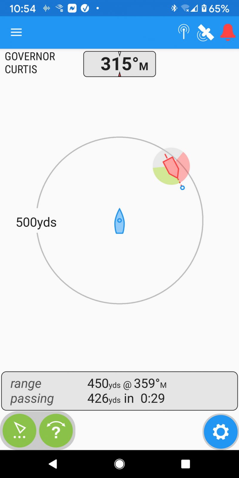 Collision Avoidance screen