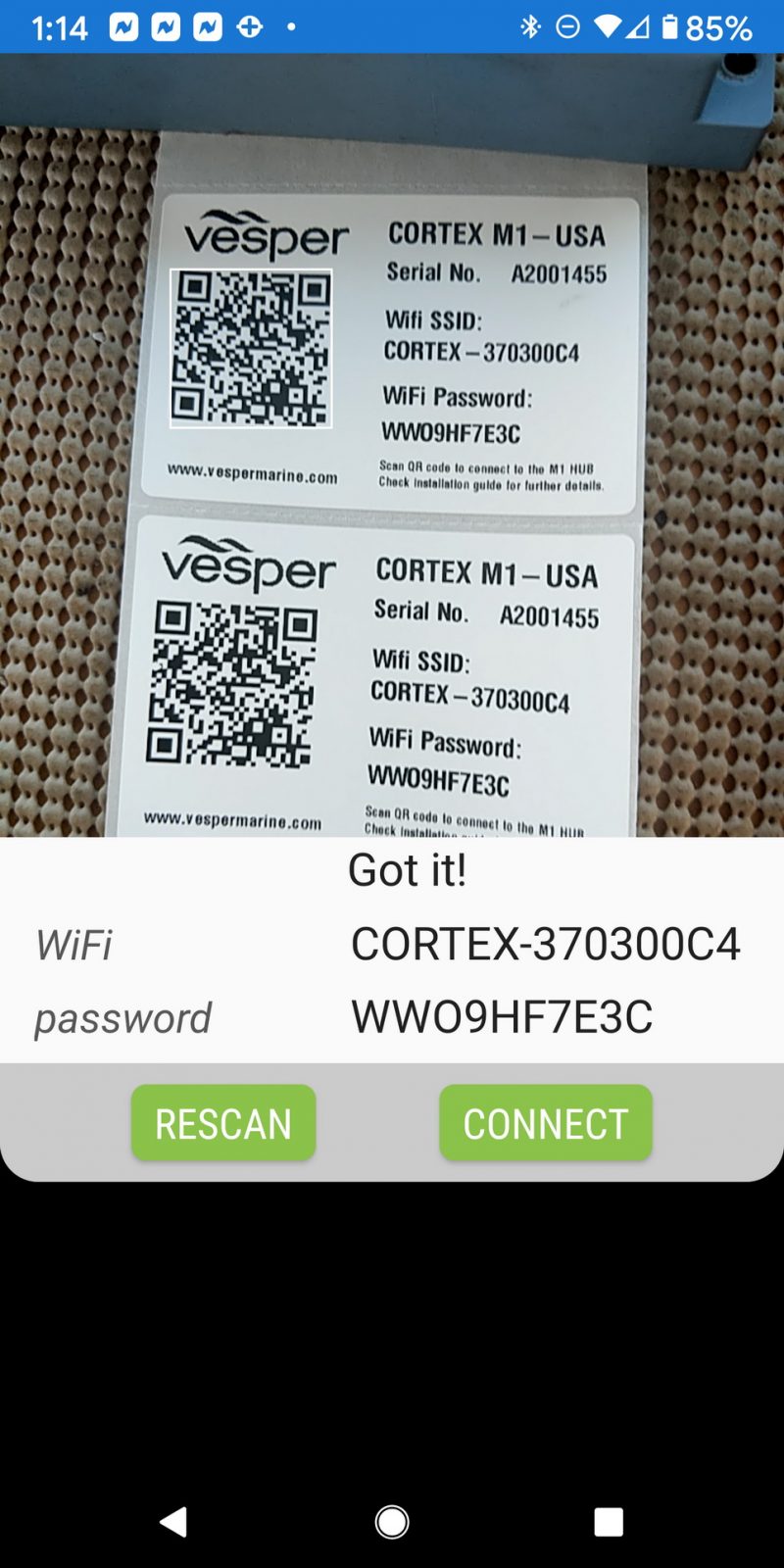 Easy access to Cortex M1 WiFi with QR code