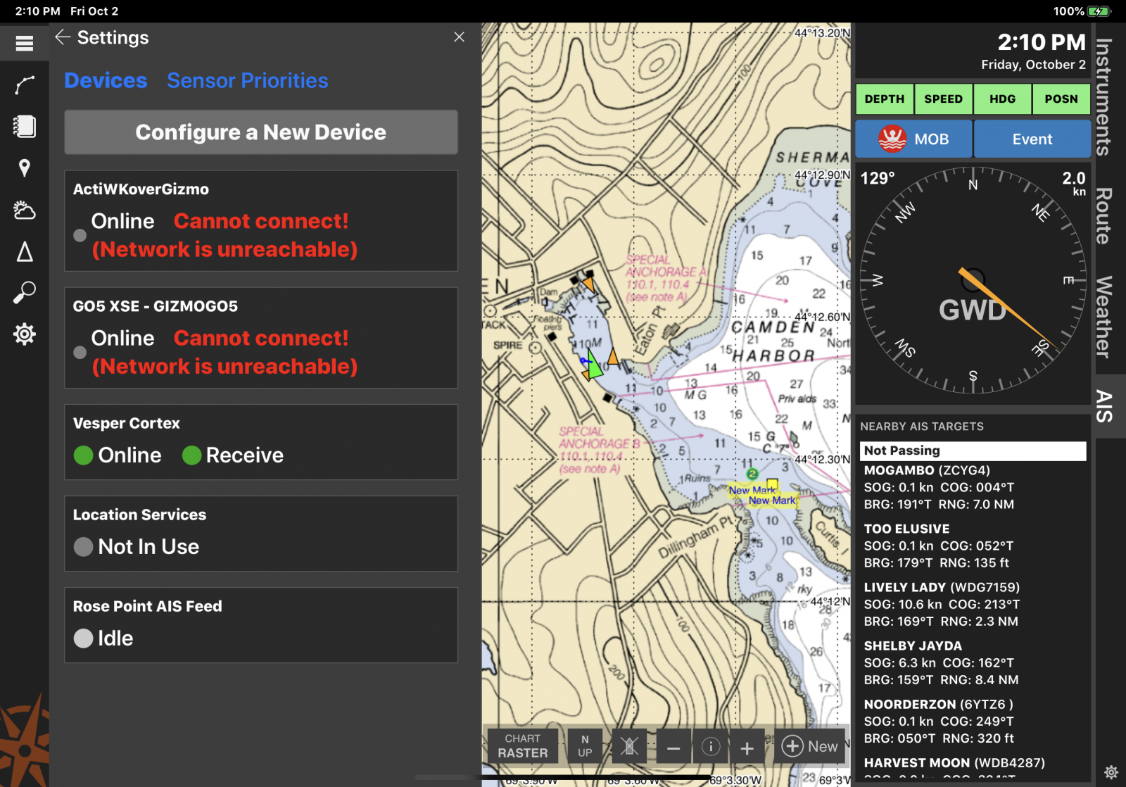 CE app can remember many WiFi boat data setups