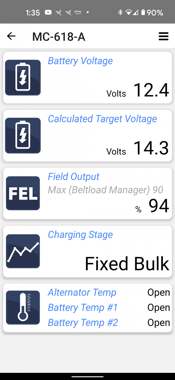 Real time MC-618 regulator readings