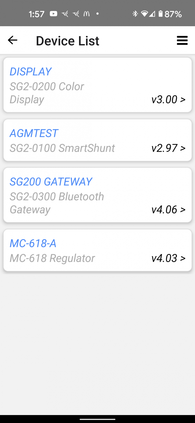 Balmar SmartLink app Device List