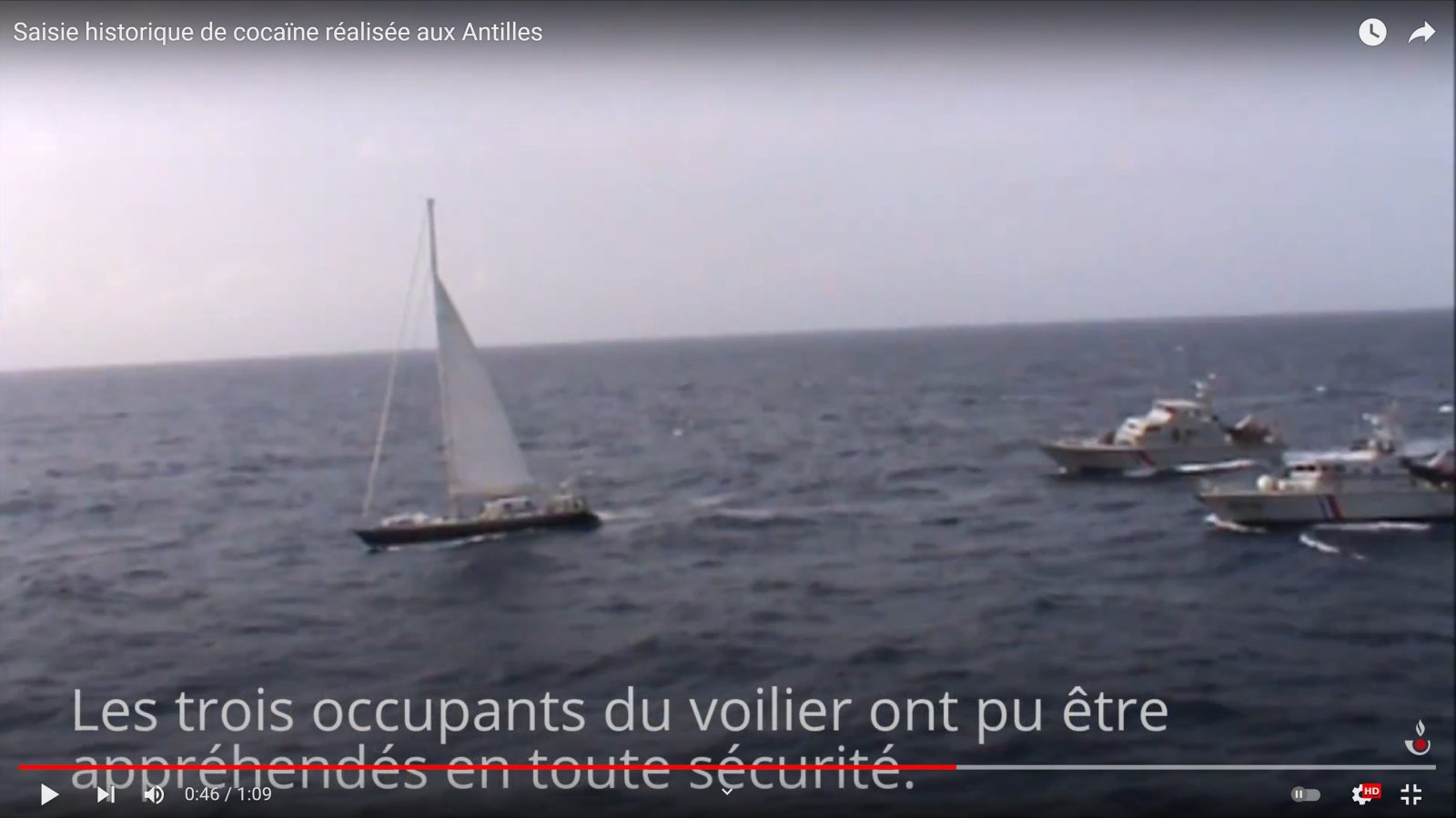 SY Silandra being intercepted with coke off Martinique (Douane Francaise)